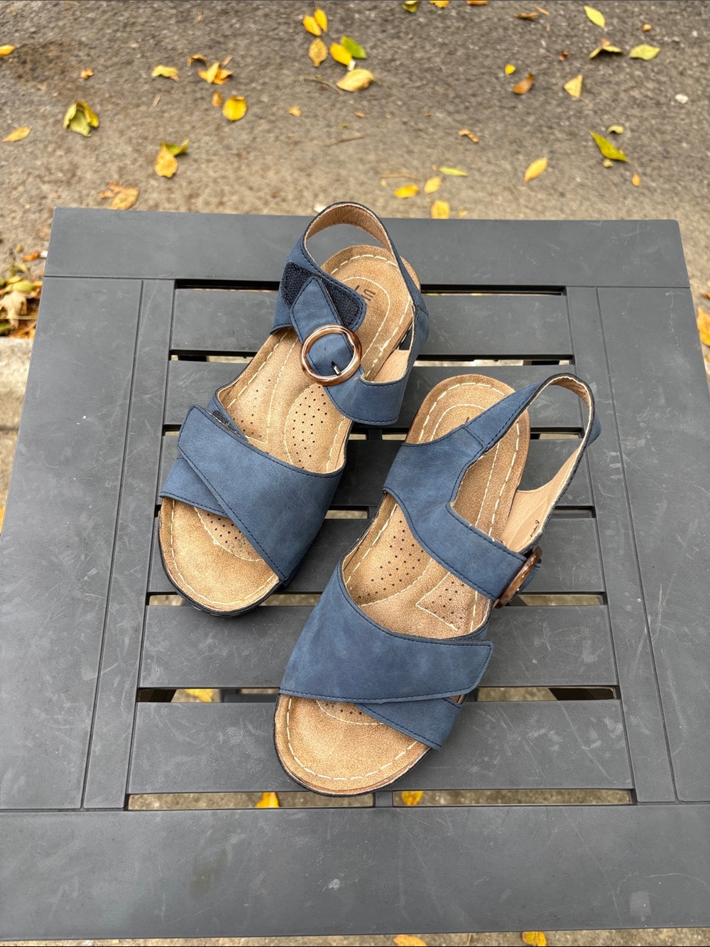 Women's Navy Slingback Comfort Sandals with Adjustable Buckle